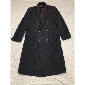 Di Silver Overcoat Mens 42 Black Cashmere Wool Nylon Italian Fabric Long Jacket